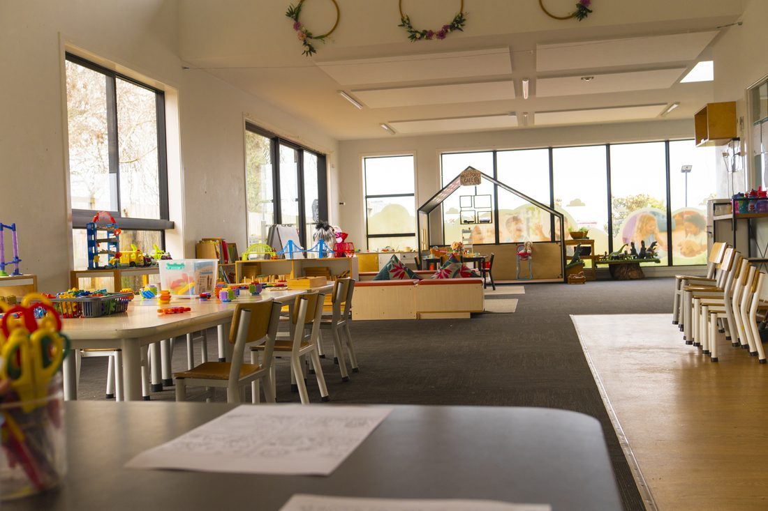 Activity table with play dough tools and bright resources