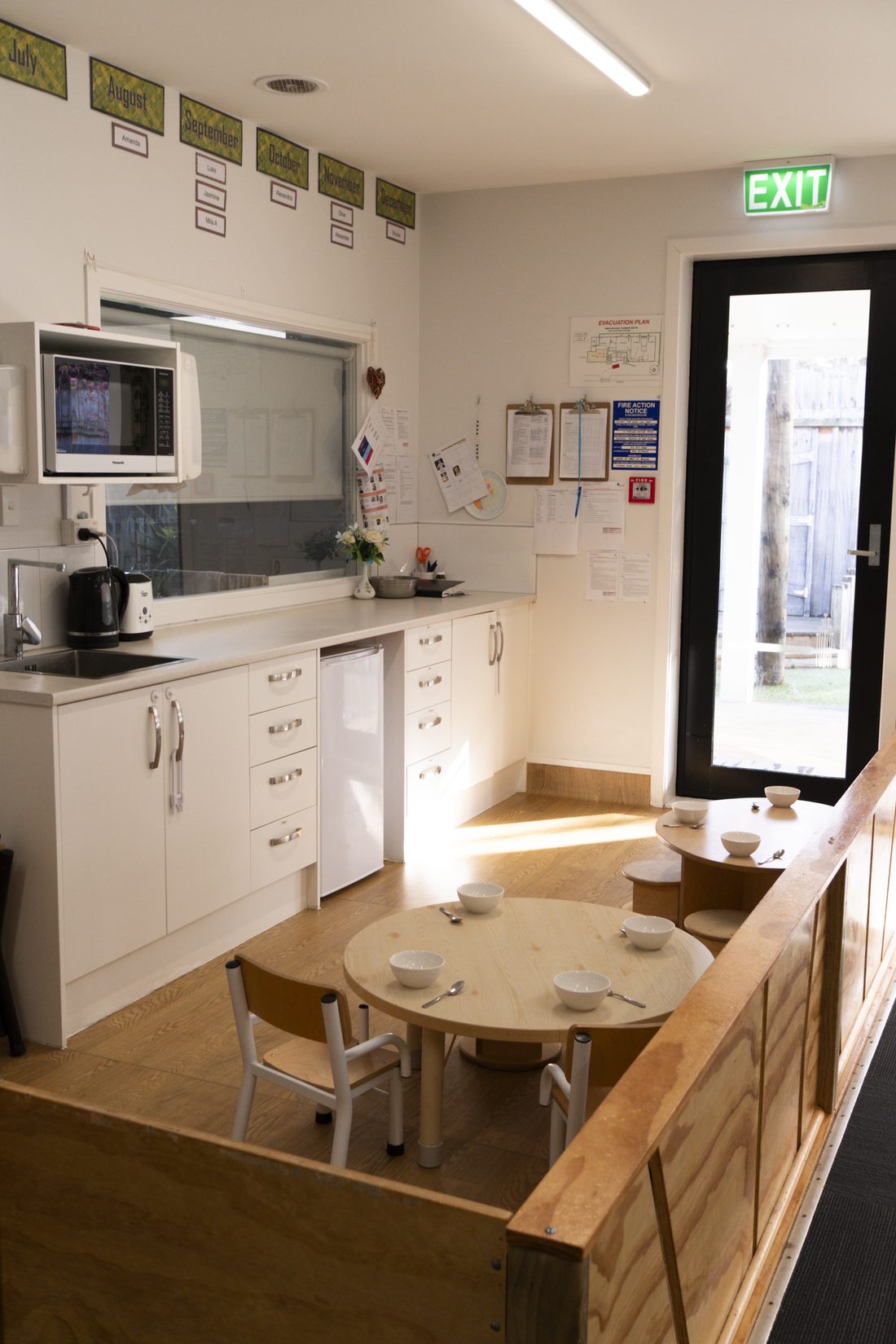The Nest kitchenette and entry with child-safe gate